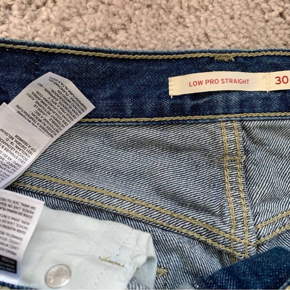 Levi’s Low Pro Straight Ripped Knee Rigid Denim Jean Breathe Out Blue 30 - Picture 15 of 16
